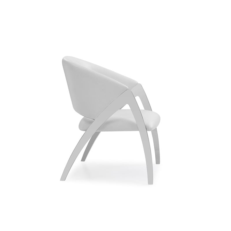 Modrest Rabia Modern Faux Leather Upholstered Accent Chair in White