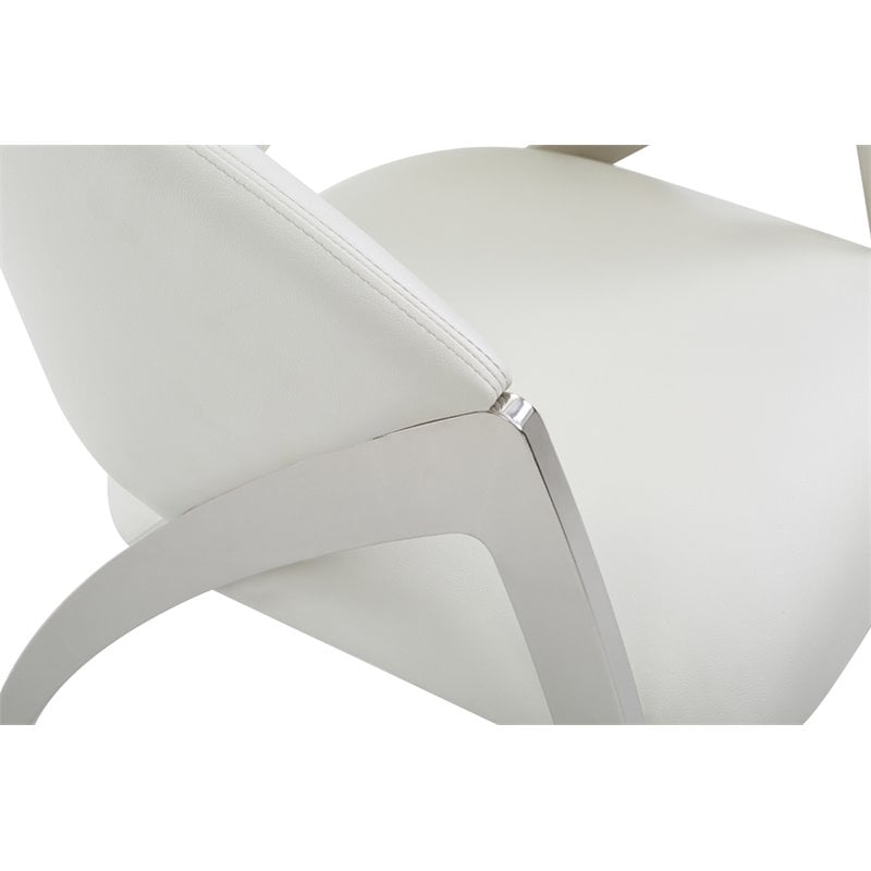 Modrest Rabia Modern Faux Leather Upholstered Accent Chair in White