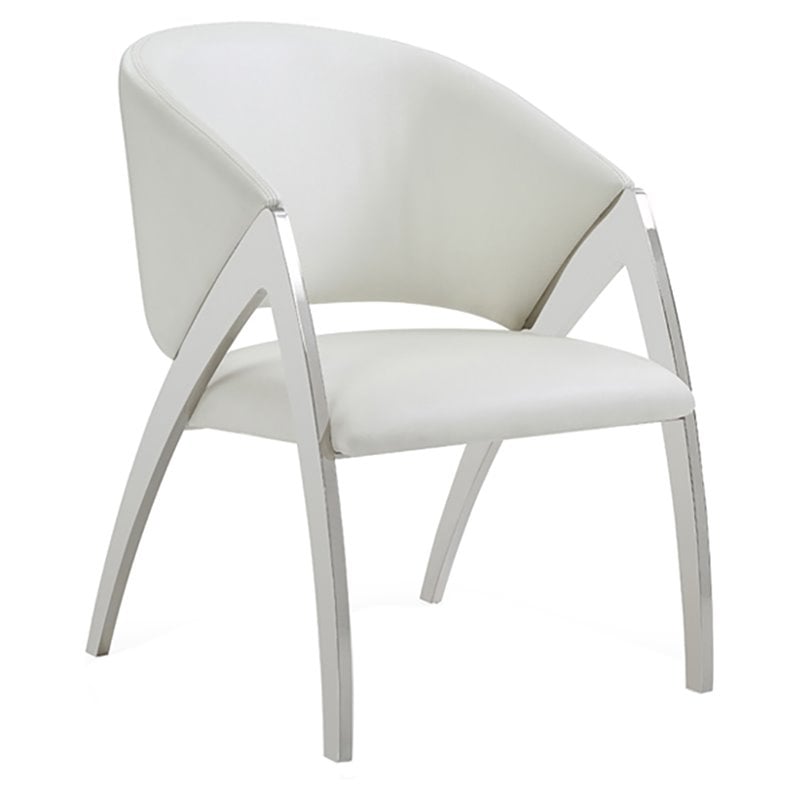 Modrest Rabia Modern Faux Leather Upholstered Accent Chair in White