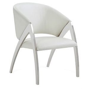 modrest rabia modern faux leather upholstered accent chair in white