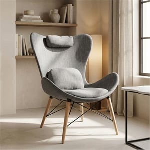 Modrest Britt Modern Stainless Steel & Fabric Upholstered Accent Chair in Gray