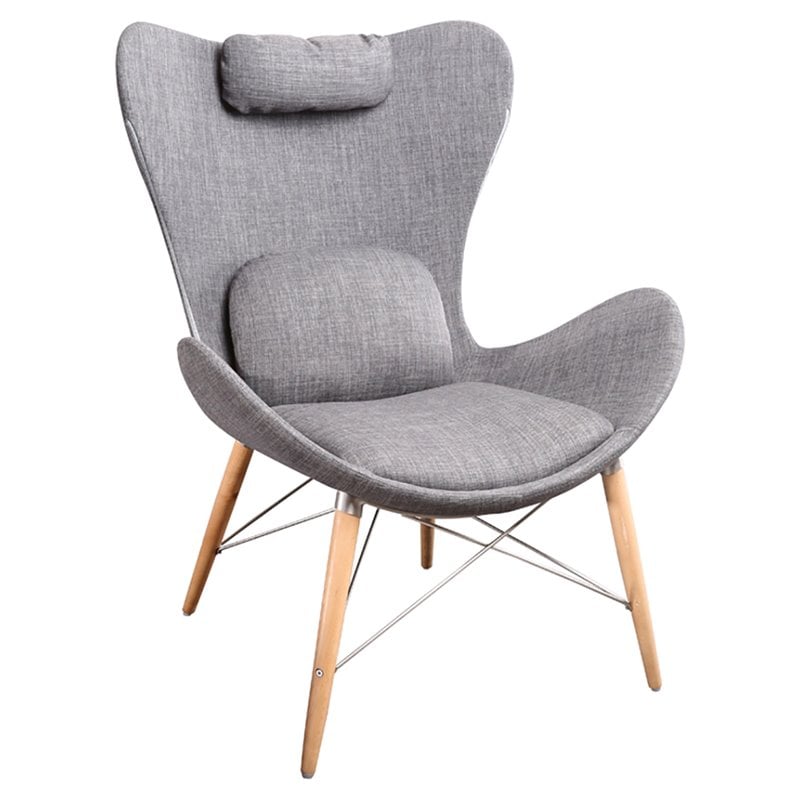 Modrest Britt Modern Stainless Steel & Fabric Upholstered Accent Chair in Gray