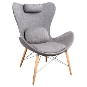 modrest britt modern stainless steel & fabric upholstered accent chair in gray
