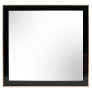 Modrest Cartier 39x41&quot Modern Stainless Steel & Wood Mirror in Black/Rose Gold