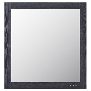 Modrest Wales 44x42&quot Modern Glass & Veneer Mirror in Smoked Ash Gray