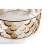 Modrest Javier Round Modern Metal & Glass Coffee Table in Gold & Clear