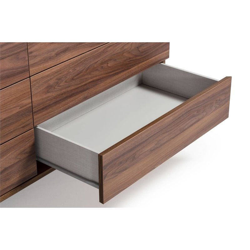 Modrest Palermo 6-Drawer Modern Wood & Faux Concrete Dresser in Walnut/Gray