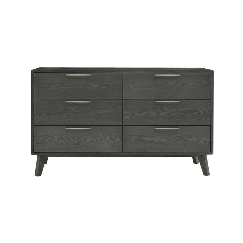 Modrest Soria 6-Drawer Modern Wood & Stainless Steel Dresser in Wash Gray