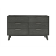 Modrest Soria 6-Drawer Modern Wood & Stainless Steel Dresser in Wash Gray