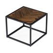 Modrest Pasada Chevron Pattern Metal & Acacia Wood End Table in Black/Brown