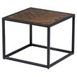 Modrest Pasada Chevron Pattern Metal & Acacia Wood End Table in Black/Brown