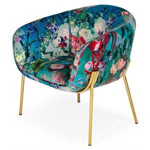 modrest falco contemporary velvet & stainless steel accent chair in multi-color