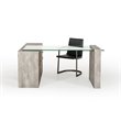 Modrest Boston Modern Tempered Glass & Faux Concrete Writing Desk in Clear/Gray
