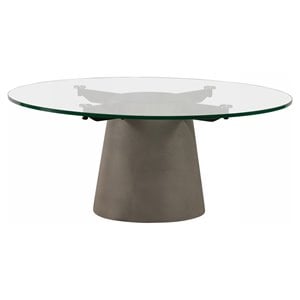 Modrest Essex Round Contemporary Tempered Glass & Metal Coffee Table in Gray