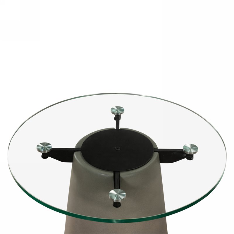 Modrest Essex Round Contemporary Tempered Glass & Metal End Table in Gray