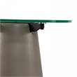Modrest Essex Round Contemporary Tempered Glass & Metal End Table in Gray