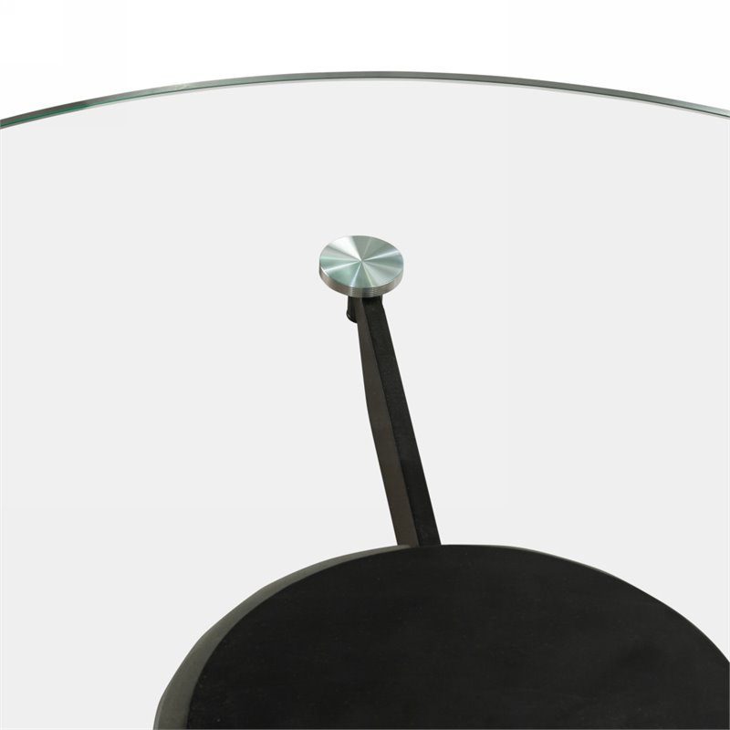 Modrest Essex Round Contemporary Tempered Glass & Metal End Table in Gray