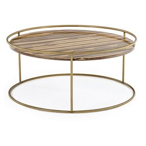 Modrest Gilcrest Faux Marble & Stainless Steel Coffee Table in Brown/Gold