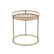 Modrest Gilcrest Stainless Steel & Faux Marble End Table in Brown/Gold