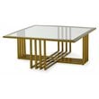 Modrest Kodiak Square Glass & Stainless Steel Coffee Table in Gold/Clear