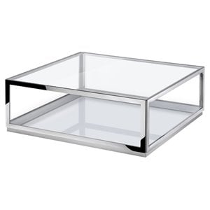 Modrest Weller Modern Glass & Stainless Steel Coffee Table in Silver/Clear