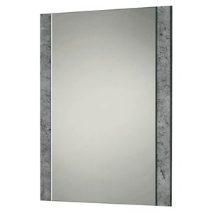 Modrest Domus Rado 39x33&quot Modern Wood Veneer & Stucco Mirror in Gray