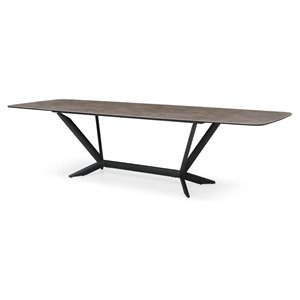 Modrest Herzog 118&quot Modern Ceramic & Metal Dining Table in Gray/Black