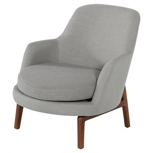 modrest metzler modern fabric & ash wood upholstered accent chair in gray/brown