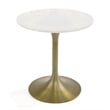 Modrest Collins Round Stainless Steel & Marble End Table in White/Gold