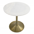 Modrest Collins Round Stainless Steel & Marble End Table in White/Gold