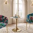 Modrest Collins Round Stainless Steel & Marble End Table in White/Gold