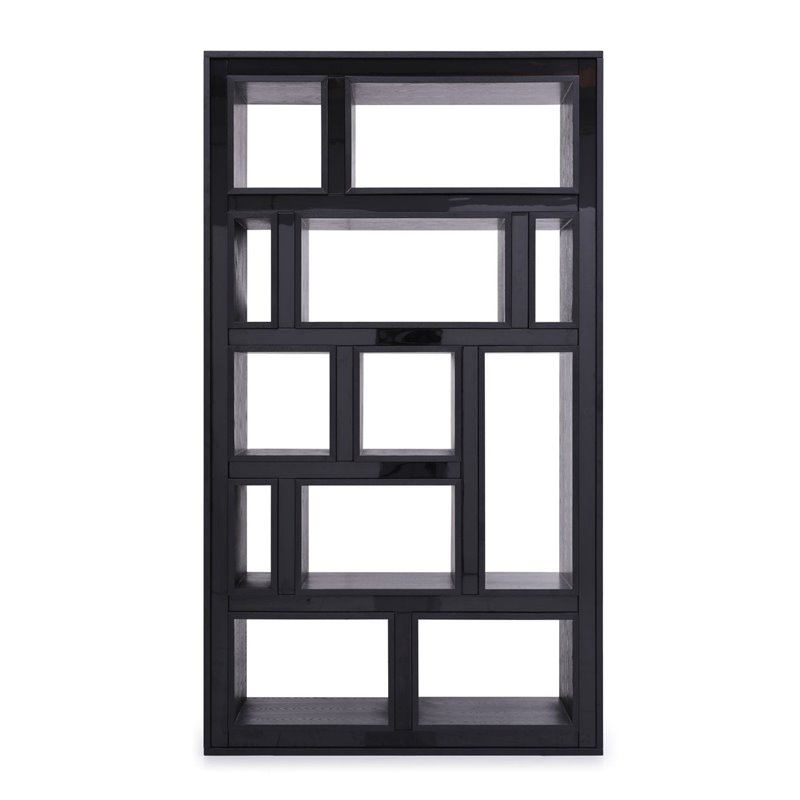 Modrest Suffolk 12-Open Shelf Contemporary Wood Veneer Bookcase in Ash Black