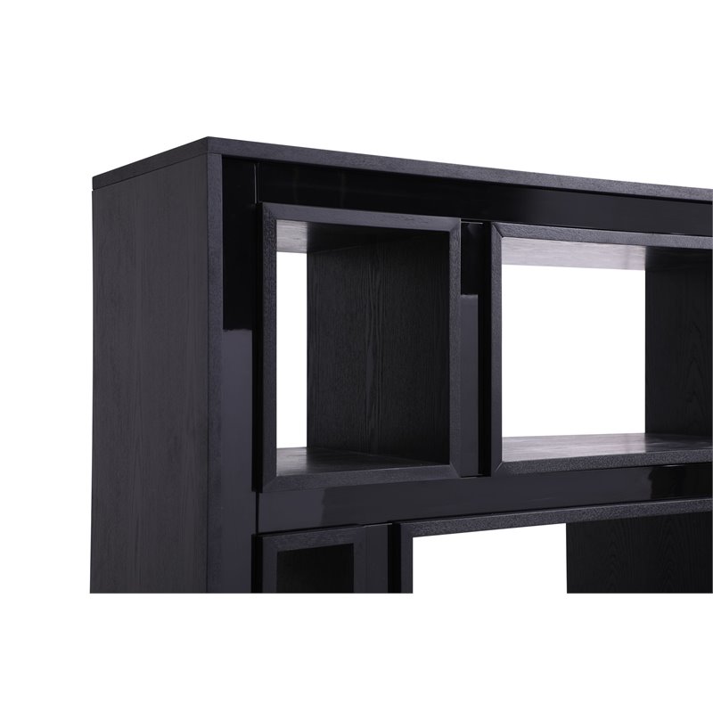 Modrest Suffolk 12-Open Shelf Contemporary Wood Veneer Bookcase in Ash Black