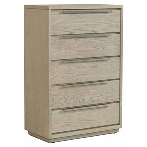 Modrest Samson 5-Drawer Contemporary Wood Veneer Chest in Oak/Silver