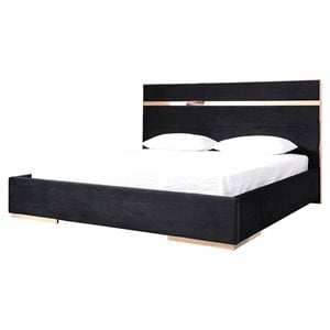 Modrest Cartier 78x90&quot Modern Velvet & Steel California King Bed in Black