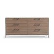 Modrest Boston 6-Drawer Faux Concrete & Stainless Steel Dresser in Oak Brown