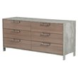 Modrest Boston 6-Drawer Faux Concrete & Stainless Steel Dresser in Oak Brown