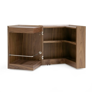 Modrest Delight Square Modern Wood Veneer End Table with Wheels in Walnut