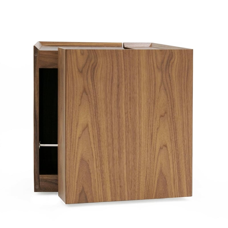 Modrest Delight Square Modern Wood Veneer End Table with Wheels in Walnut