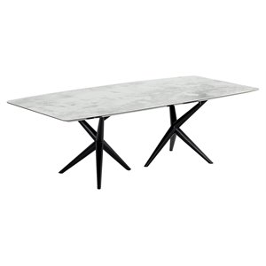 Modrest Stetson 95&quot Modern Ceramic & Metal Dining Table in White/Black