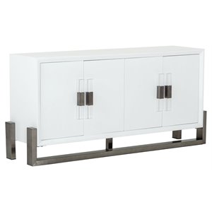 Modrest Lenny Modern MDF Wood & Stainless Steel Buffet in High Gloss White