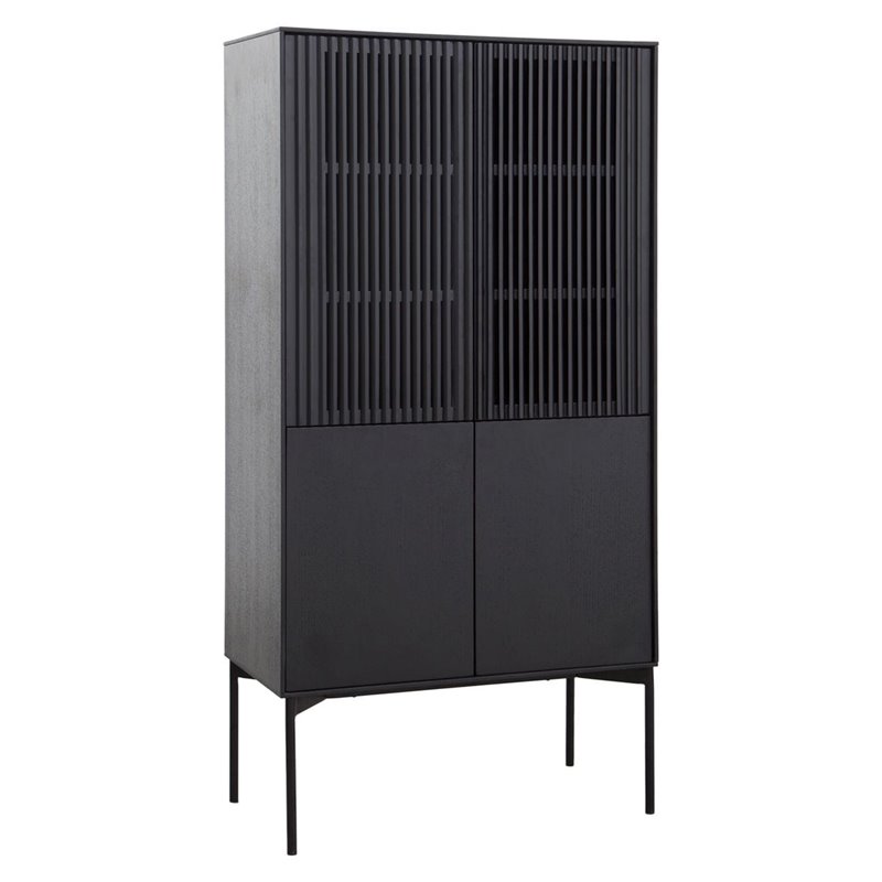 Modrest Dawes 2-Small Door Modern Wood Veneer Tall Buffet in Black