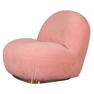 modrest crestone modern velvet fabric sherpa swivel accent chair in pink