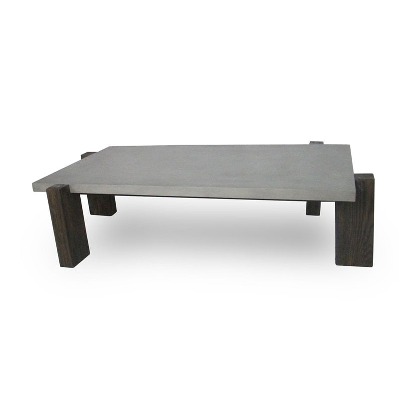Modrest Milton Solid Wood & Concrete Coffee Table in Dark Gray