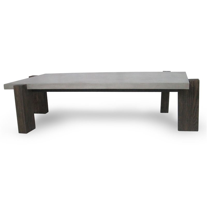 Modrest Milton Solid Wood & Concrete Coffee Table in Dark Gray