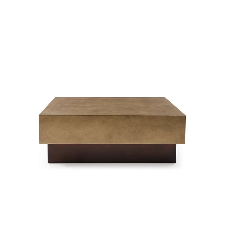 Modrest Derek Square Modern Metal Coffee Table in Antique Copper/Brown