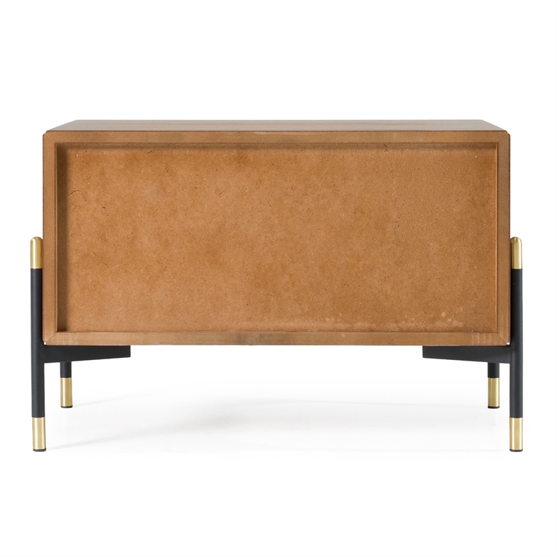 Modrest Metcalf 2-Drawer Mid-Century Wood Nightstand in Walnut/Gray