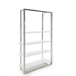 Modrest Fauna 4-Shelves Modern Stainless Steel Bookshelf in White High Gloss