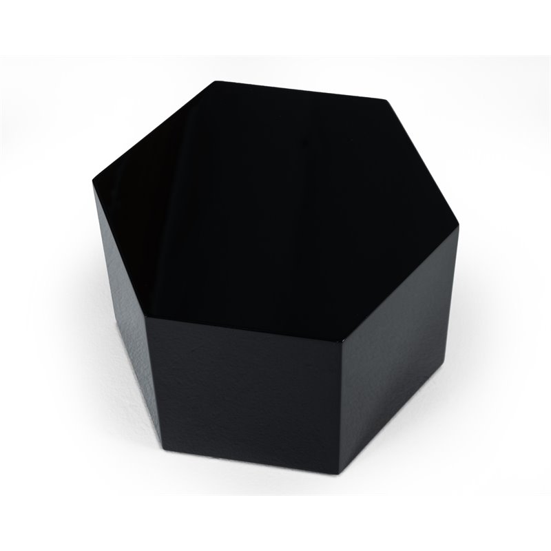 Modrest Newmont Hexagonal Small MDF Wood Veneer End Table in Black High Gloss