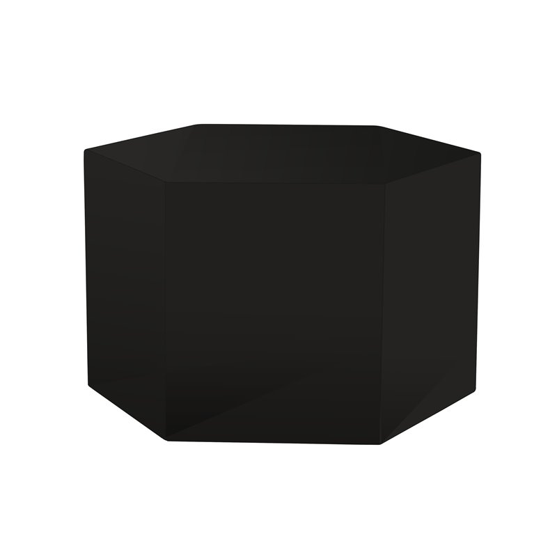 Modrest Newmont Hexagonal Small MDF Wood Veneer End Table in Black High Gloss